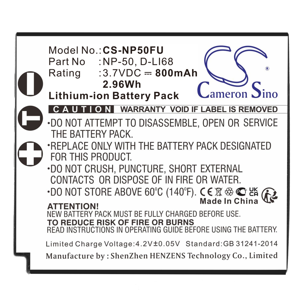 Battery Replaces D-LI68