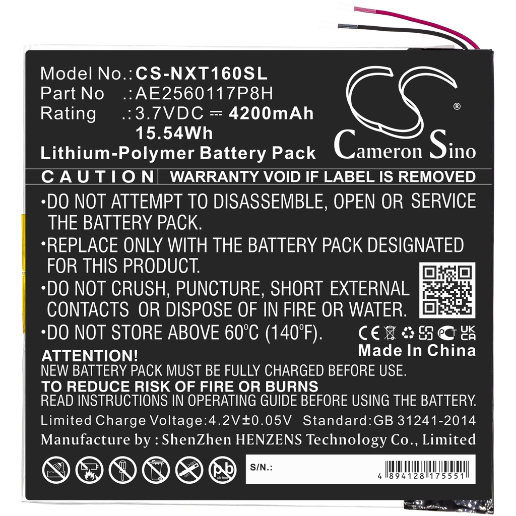 Compatible battery replacement for Nextbook AE2560117P8H