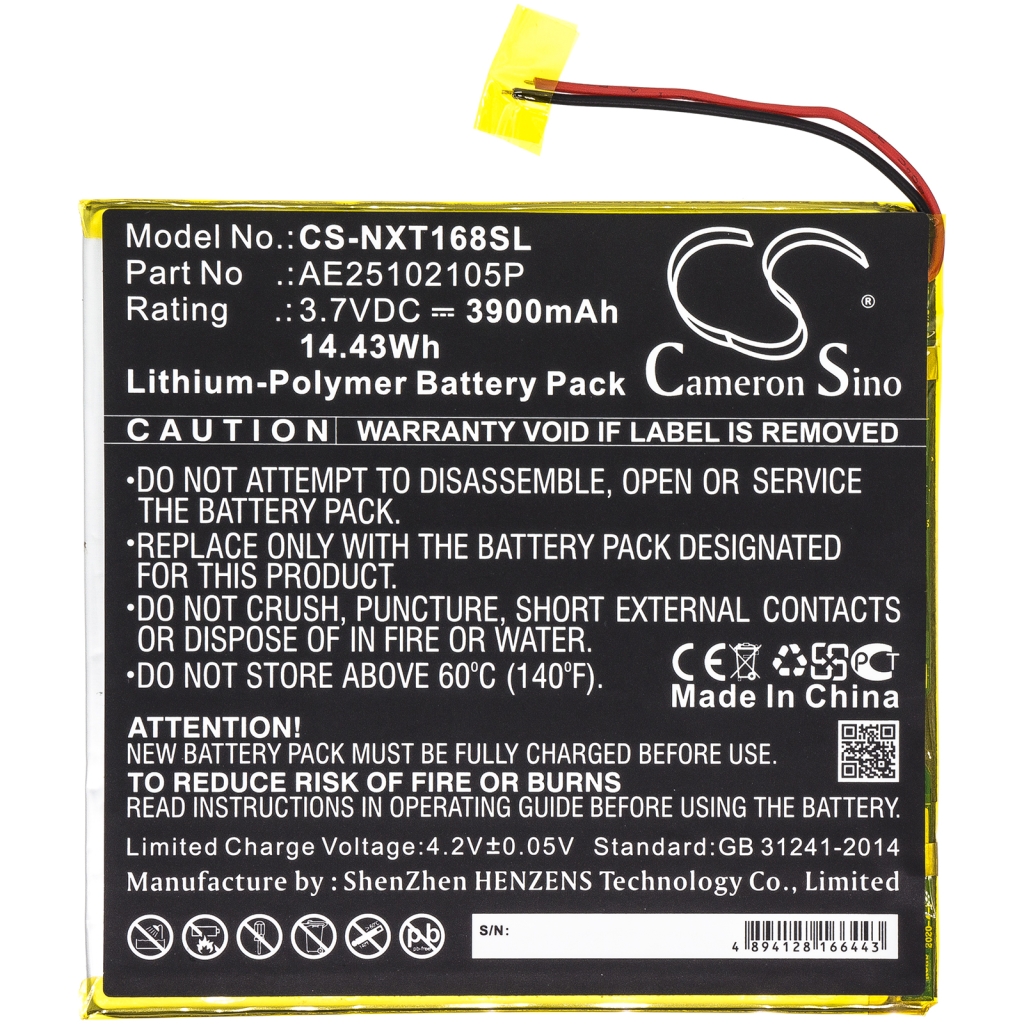 Compatible battery replacement for Nextbook AE25102105P