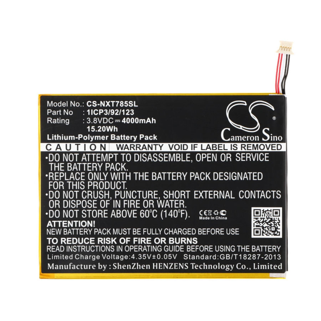 Compatible battery replacement for Nextbook 1ICP3/92/123