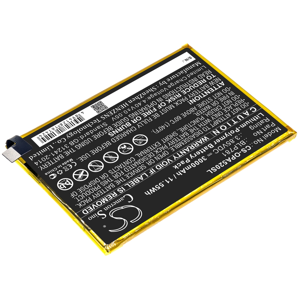 Compatible battery replacement for OPPO BLP781