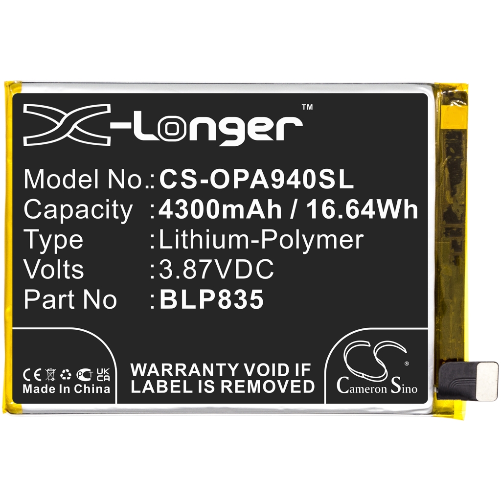 Compatible battery replacement for OPPO BLP835