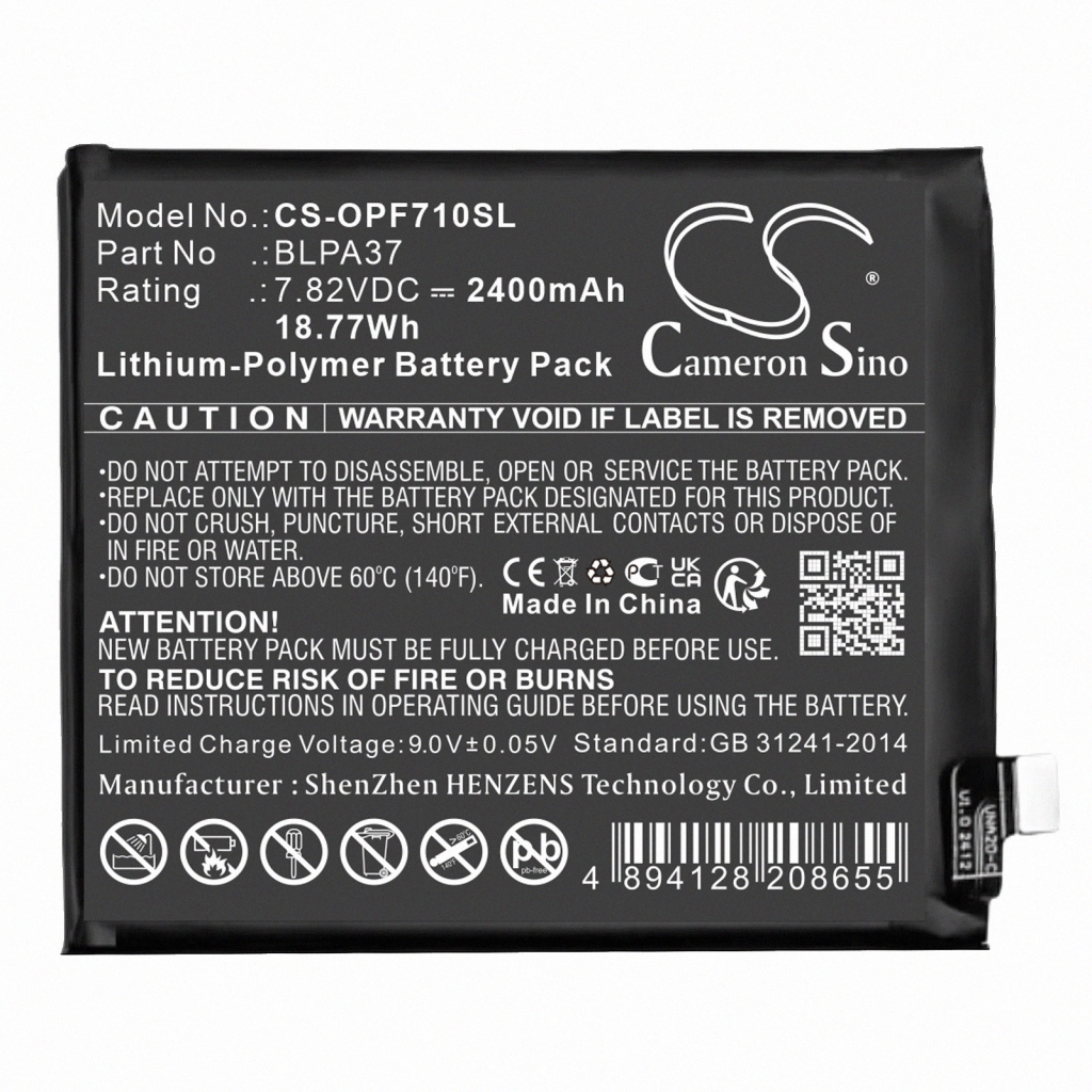 Compatible battery replacement for OPPO BLPA37