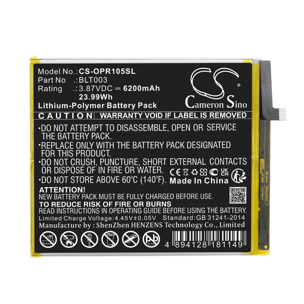 Compatible battery replacement for OPPO BLT003