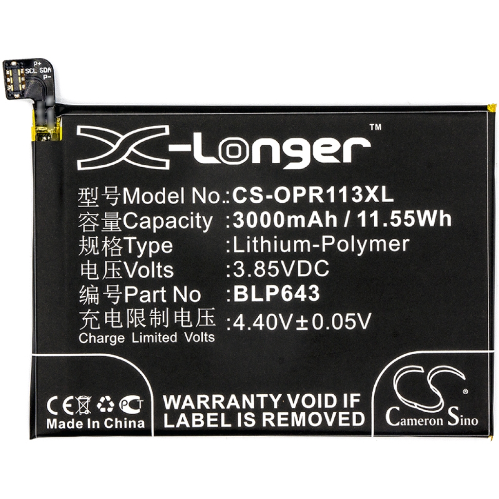 Compatible battery replacement for OPPO BLP643