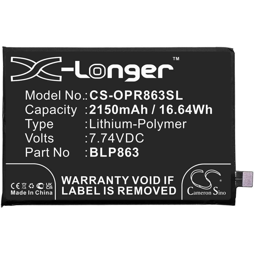 Compatible battery replacement for OPPO BLP863