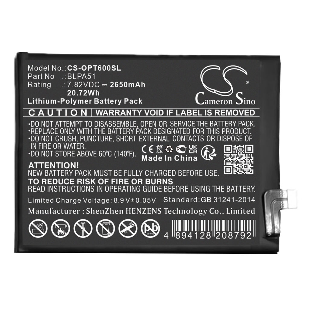 Compatible battery replacement for OPPO BLPA51