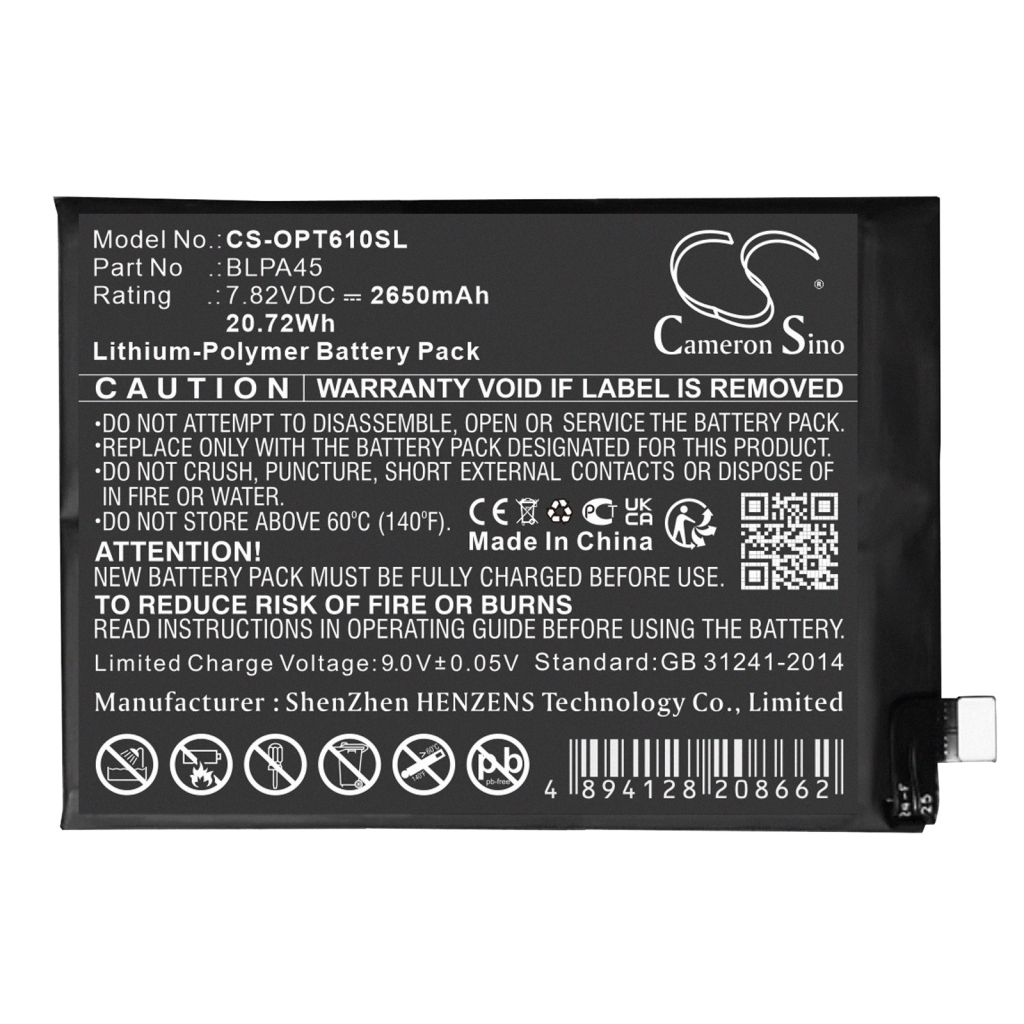 Compatible battery replacement for OPPO BLPA45