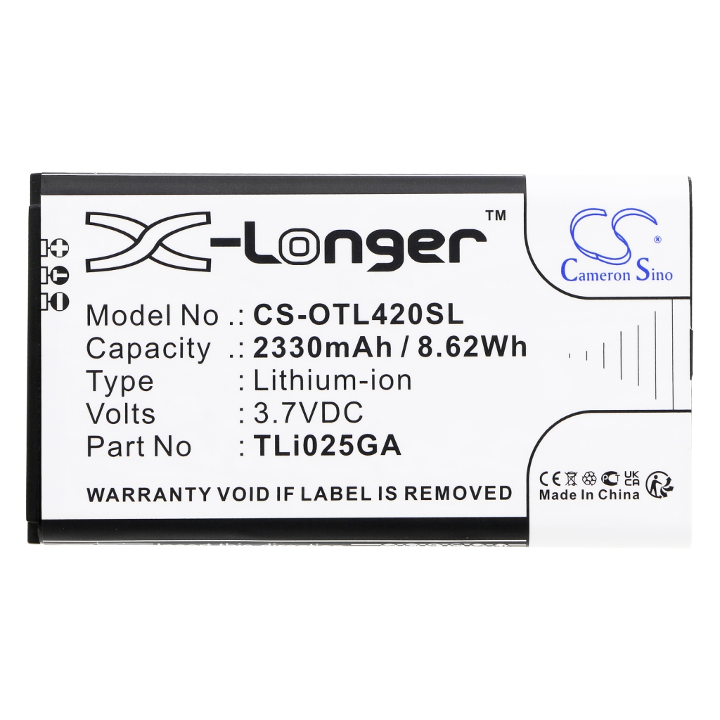 Compatible battery replacement for Alcatel TLI025GA