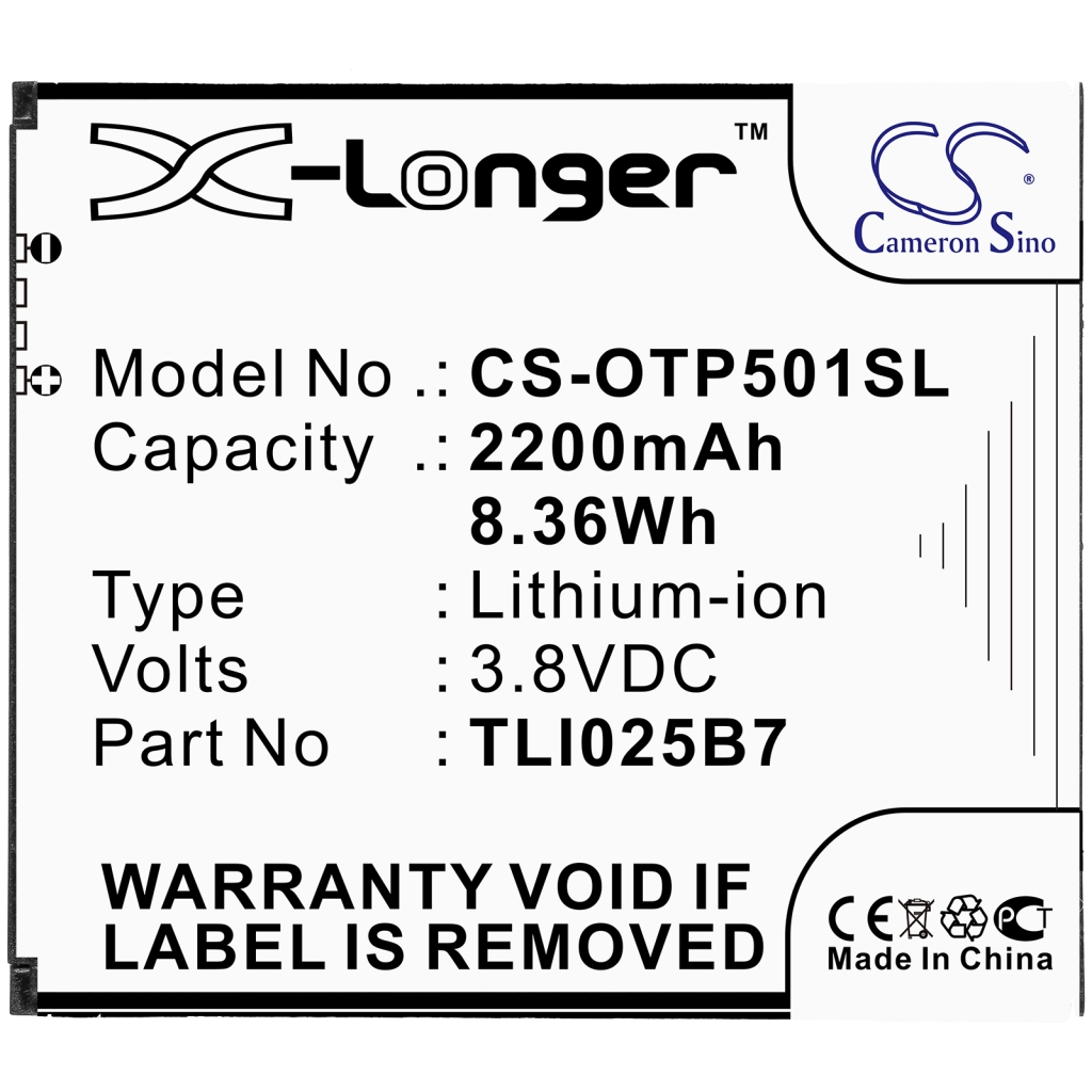 Compatible battery replacement for Alcatel TLI025B7