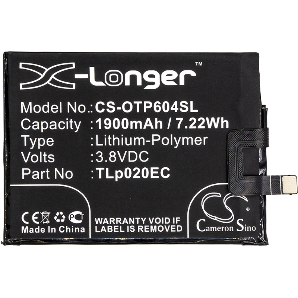 Compatible battery replacement for Alcatel TLP020EC