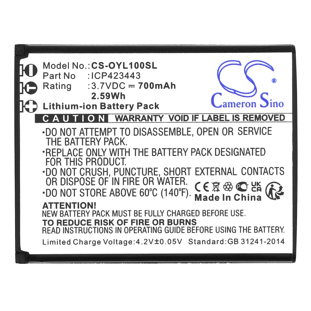 Compatible battery replacement for OLYMPIA ICP423443