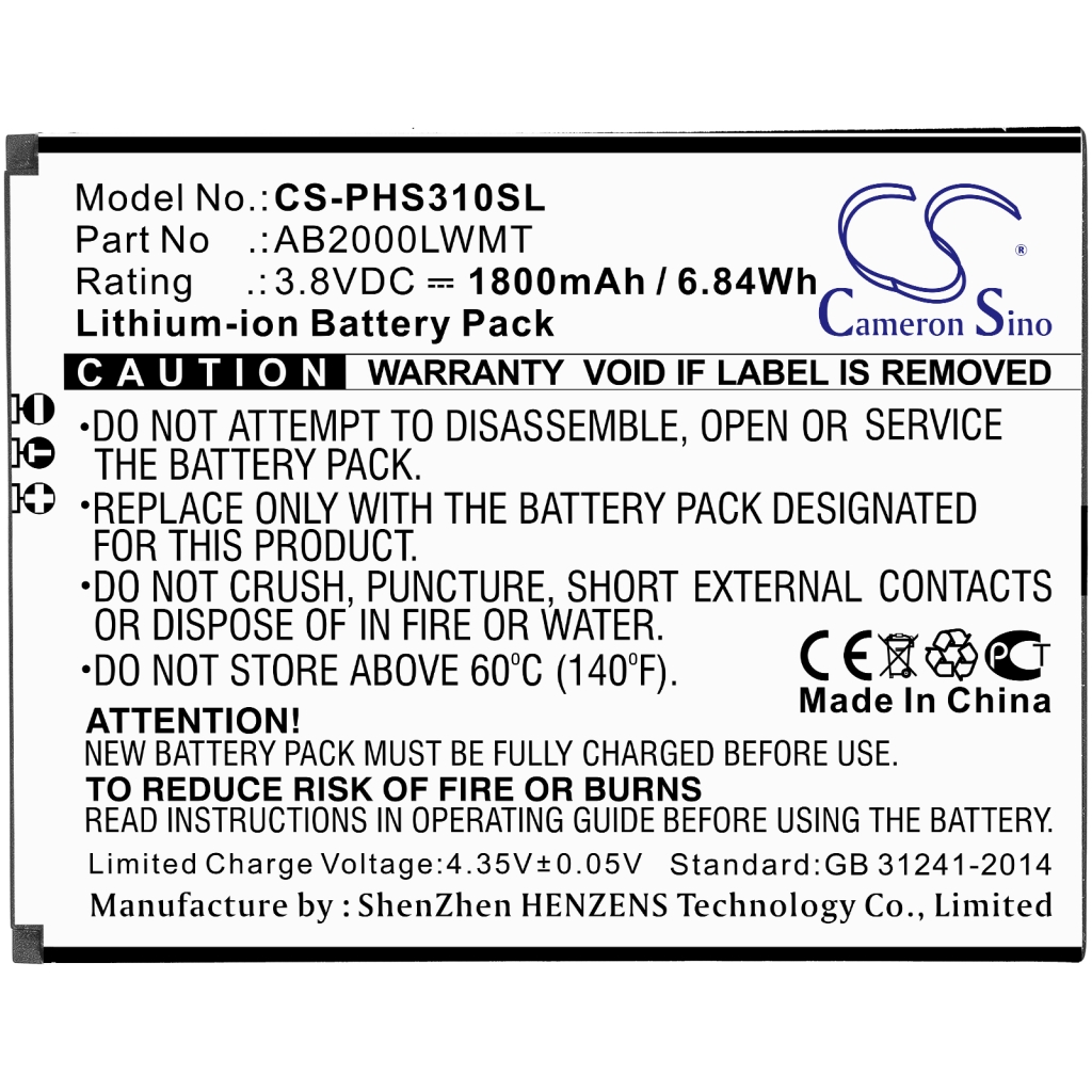 Batteries Remplace AB2000LWMT