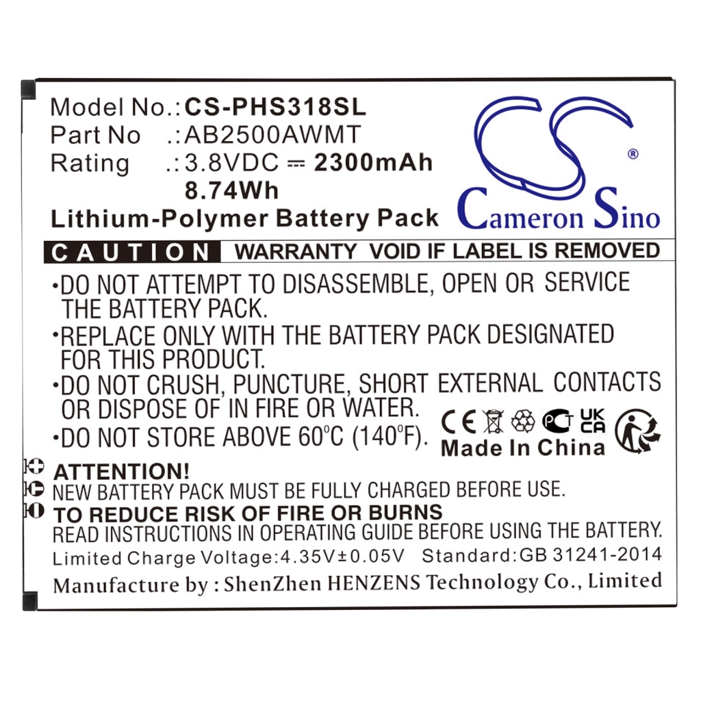 Battery Replaces AB2500AWMT