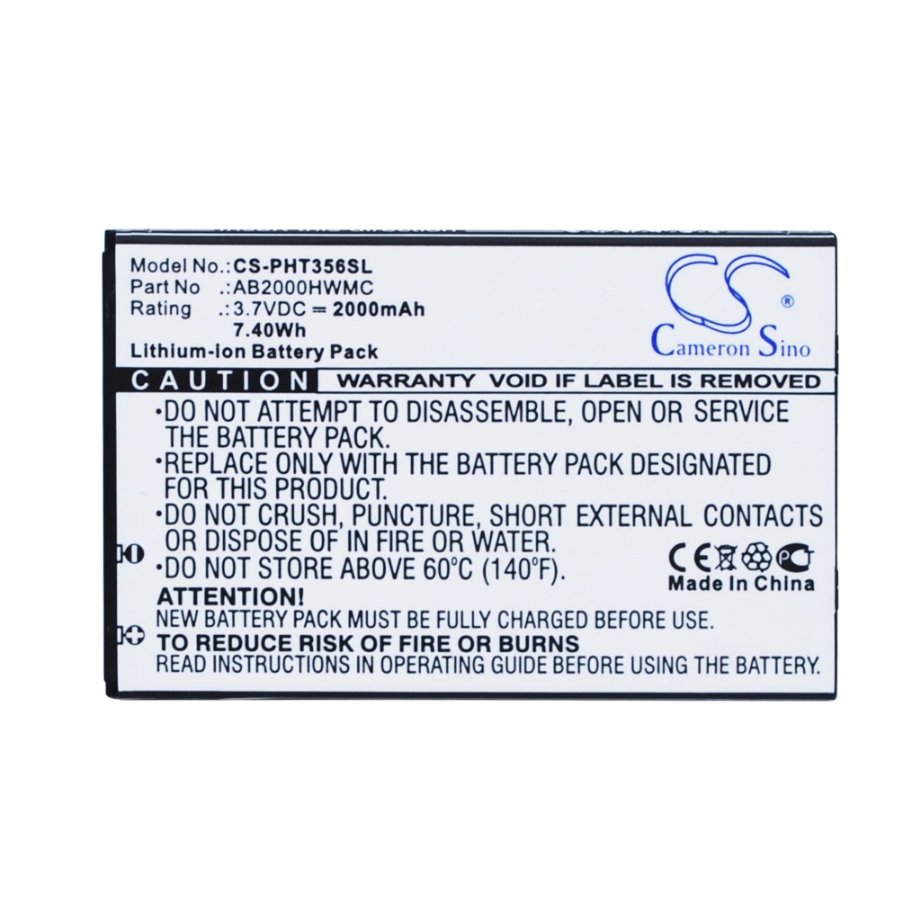 Compatible battery replacement for Philips AB2000HWMC