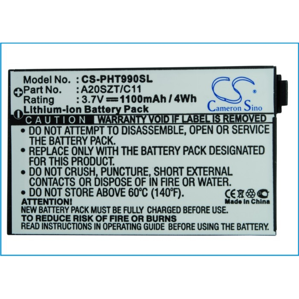 Compatible battery replacement for Philips A20SZT/C11