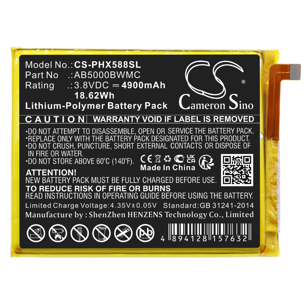 Compatible battery replacement for Philips AB5000BWMC