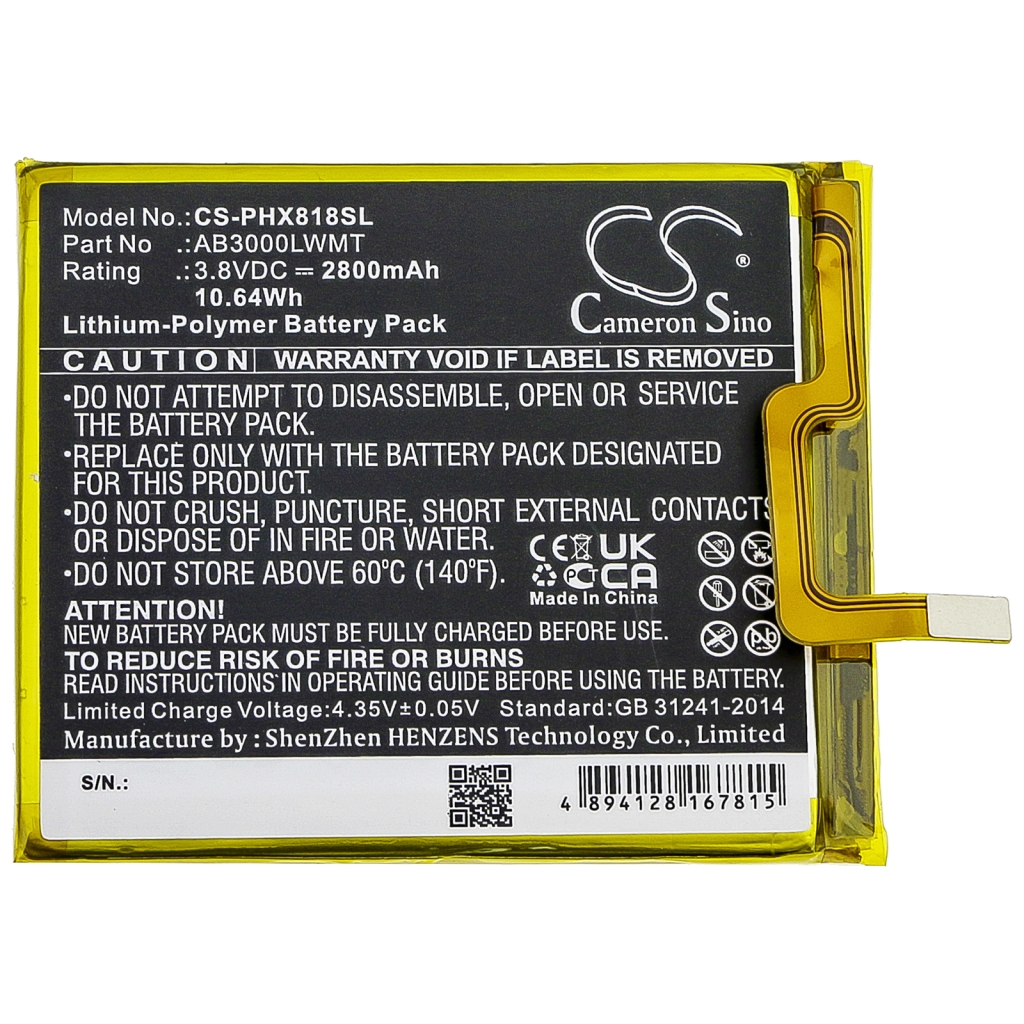 Compatible battery replacement for Philips AB3000LWMT