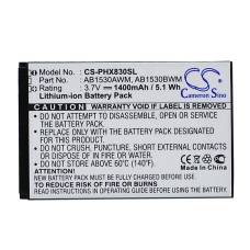 Compatible battery replacement for Philips AB1530AWM,AB1530BWM