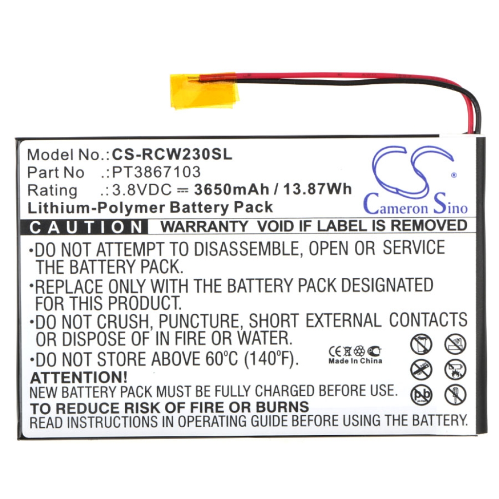 Compatible battery replacement for RCA PT3867103