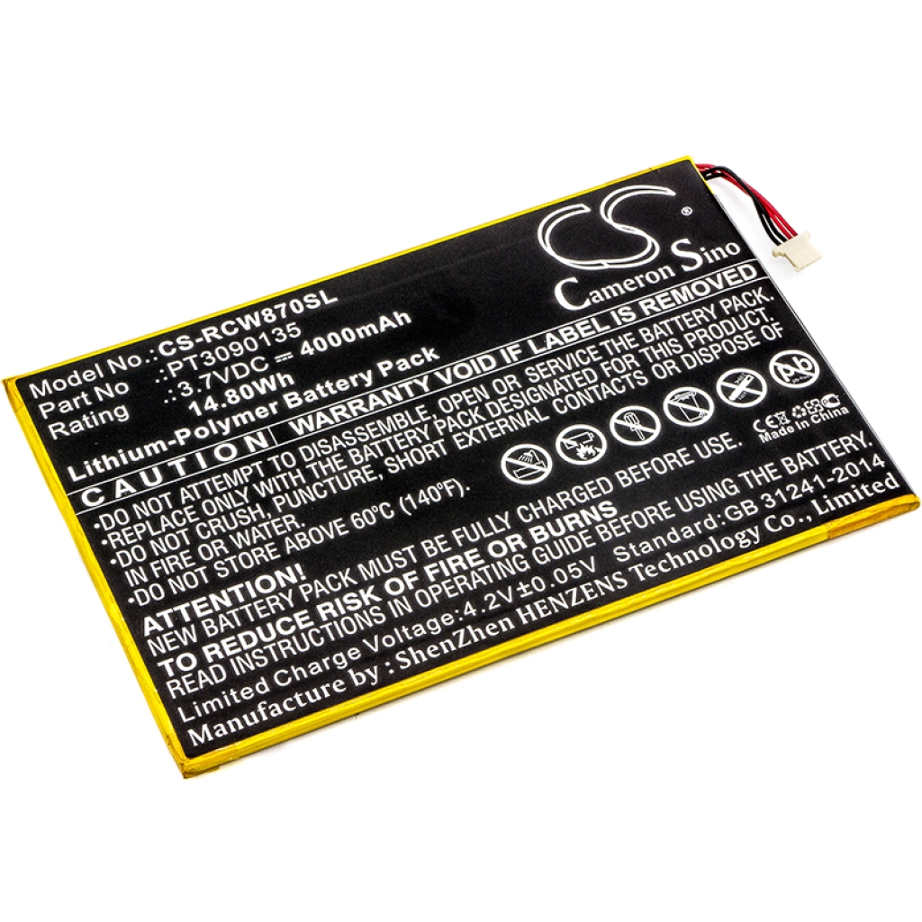 Compatible battery replacement for RCA PT3090135