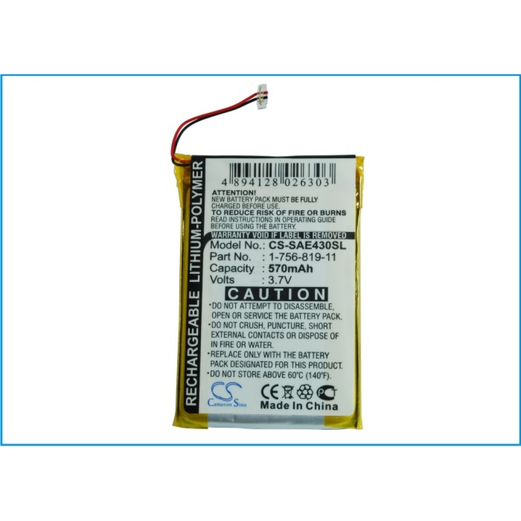 MP3, MP4, MP4, PMP Batterie Sony NWZ-E438FRED (CS-SAE430SL)