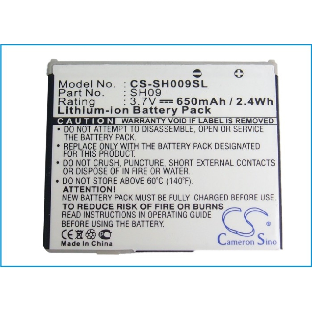 Compatible battery replacement for Sharp SH09