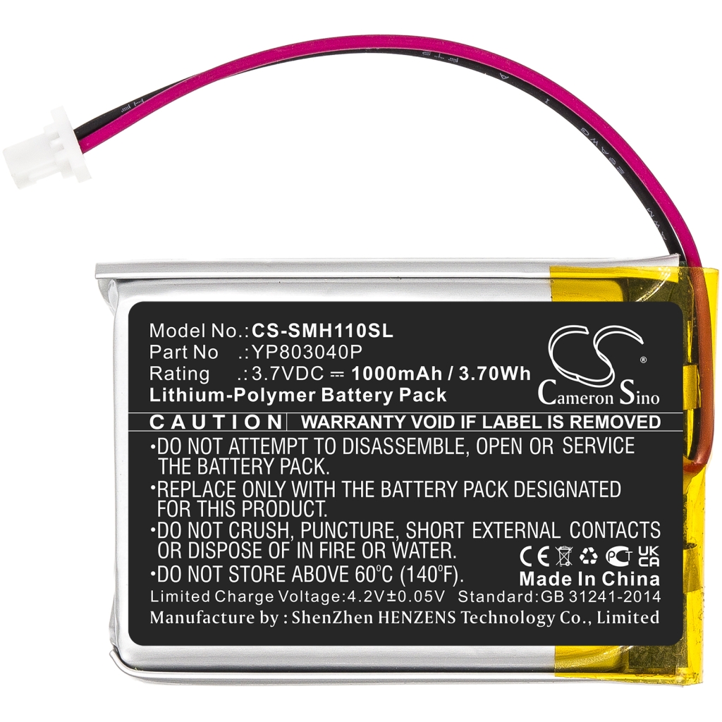 Compatible battery replacement for Sena YP803040P