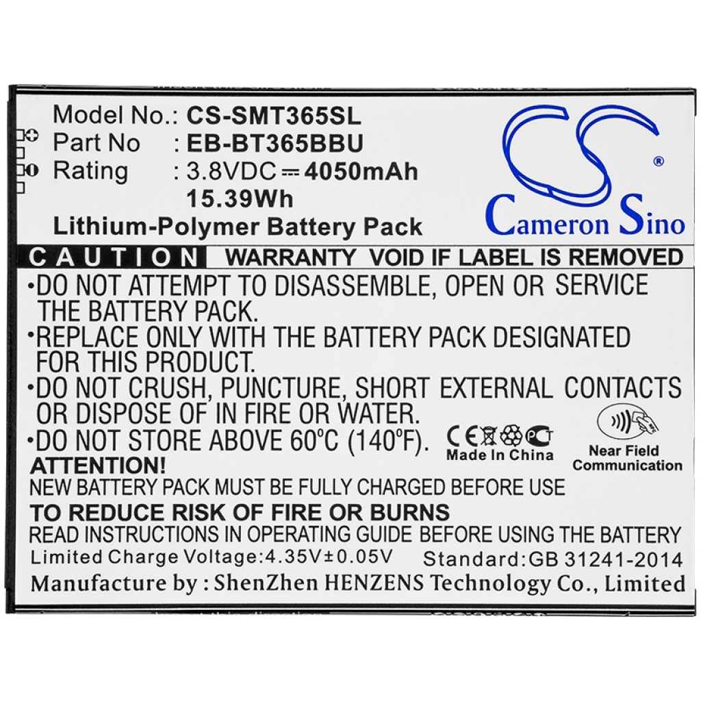 Tablette Batterie Samsung CS-SMT365SL