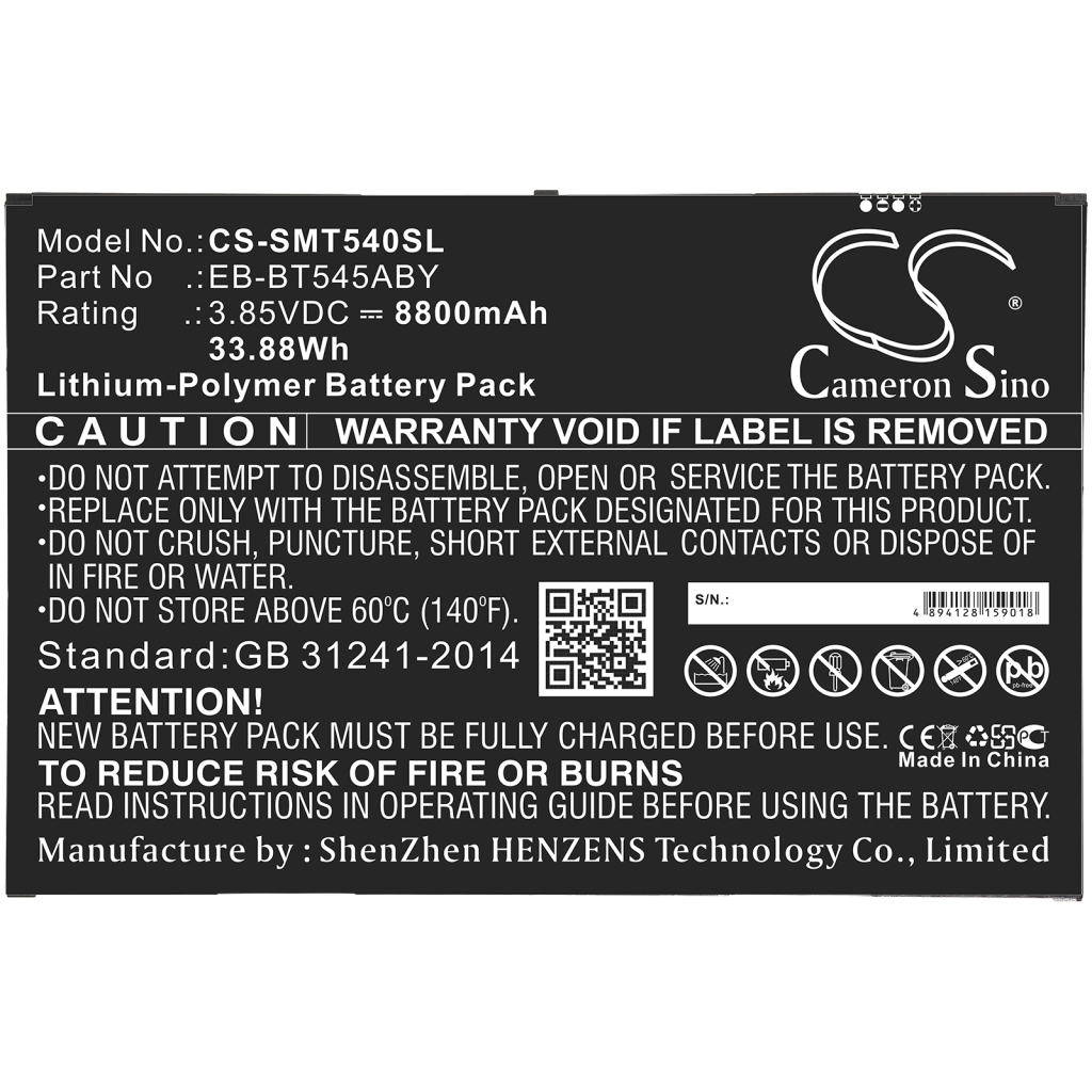 Tablette Batterie Samsung CS-SMT540SL