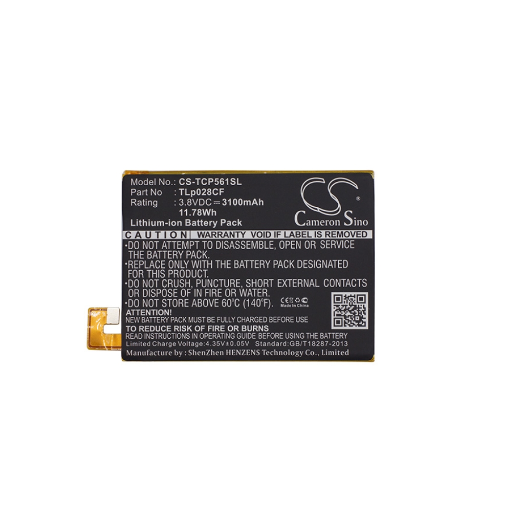 Compatible battery replacement for TCL TLP028CF