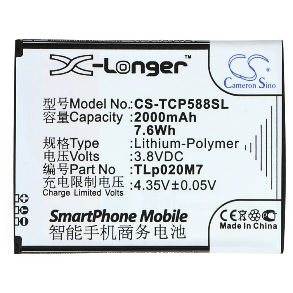 Compatible battery replacement for TCL TLP020M7