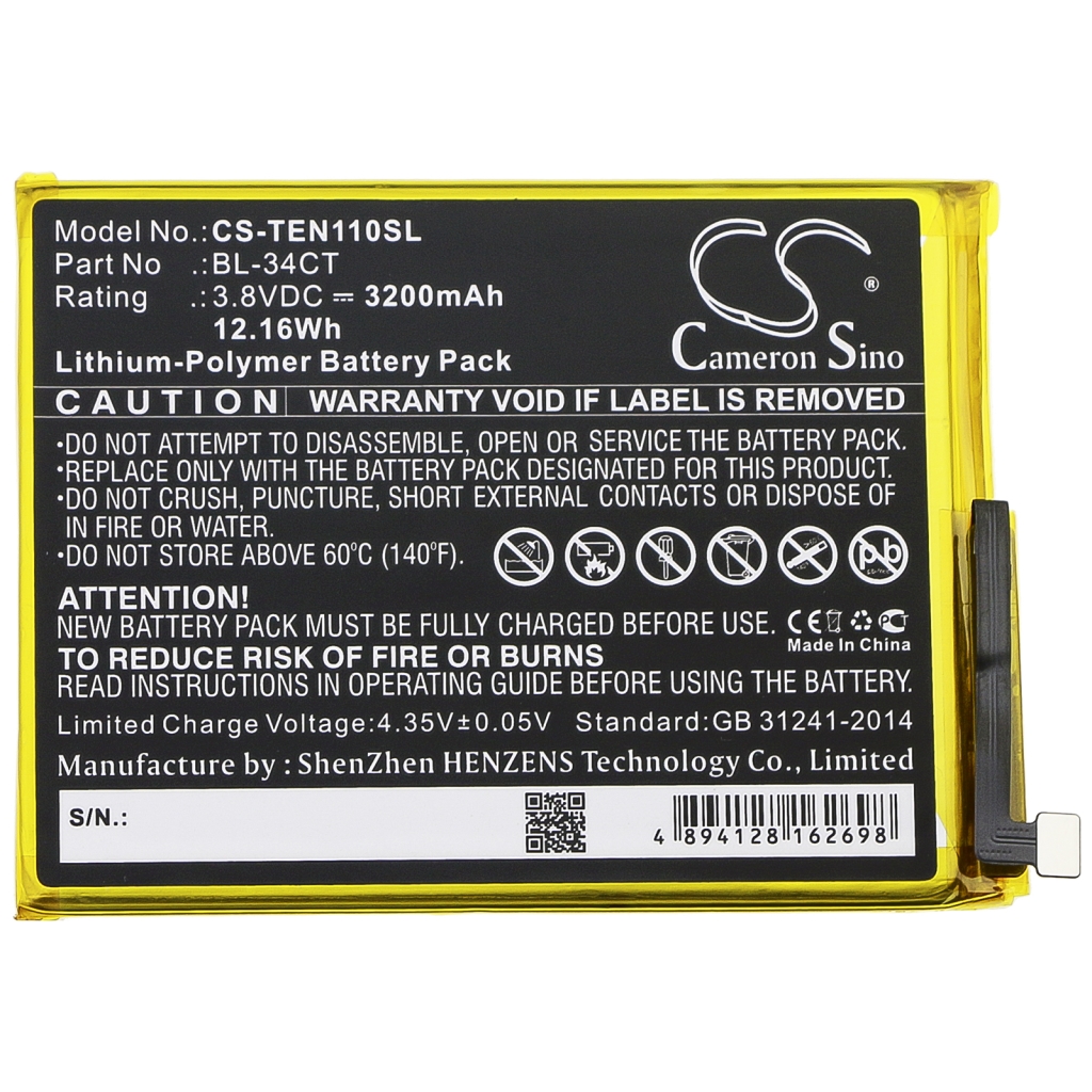 Batterie de téléphone portable Tecno CS-TEN110SL