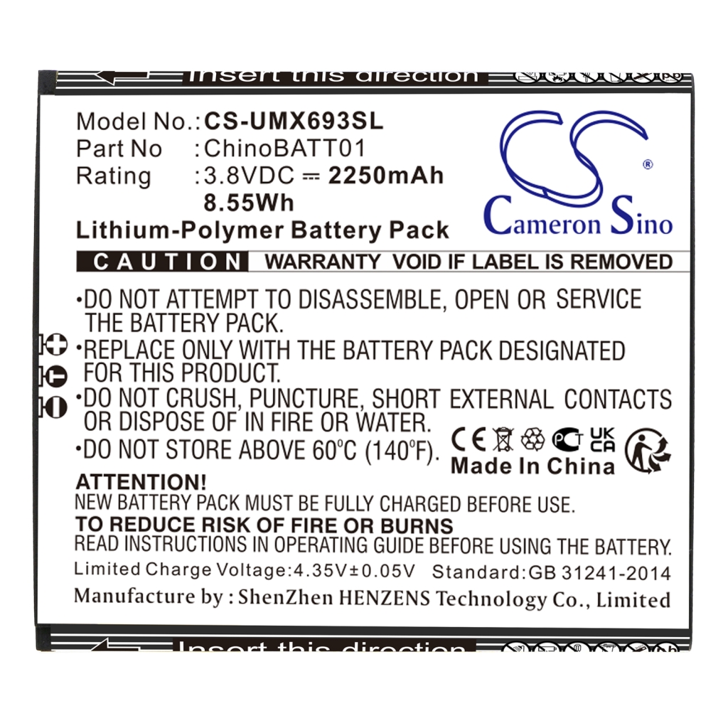 Compatible battery replacement for Umx CHINOBATT01