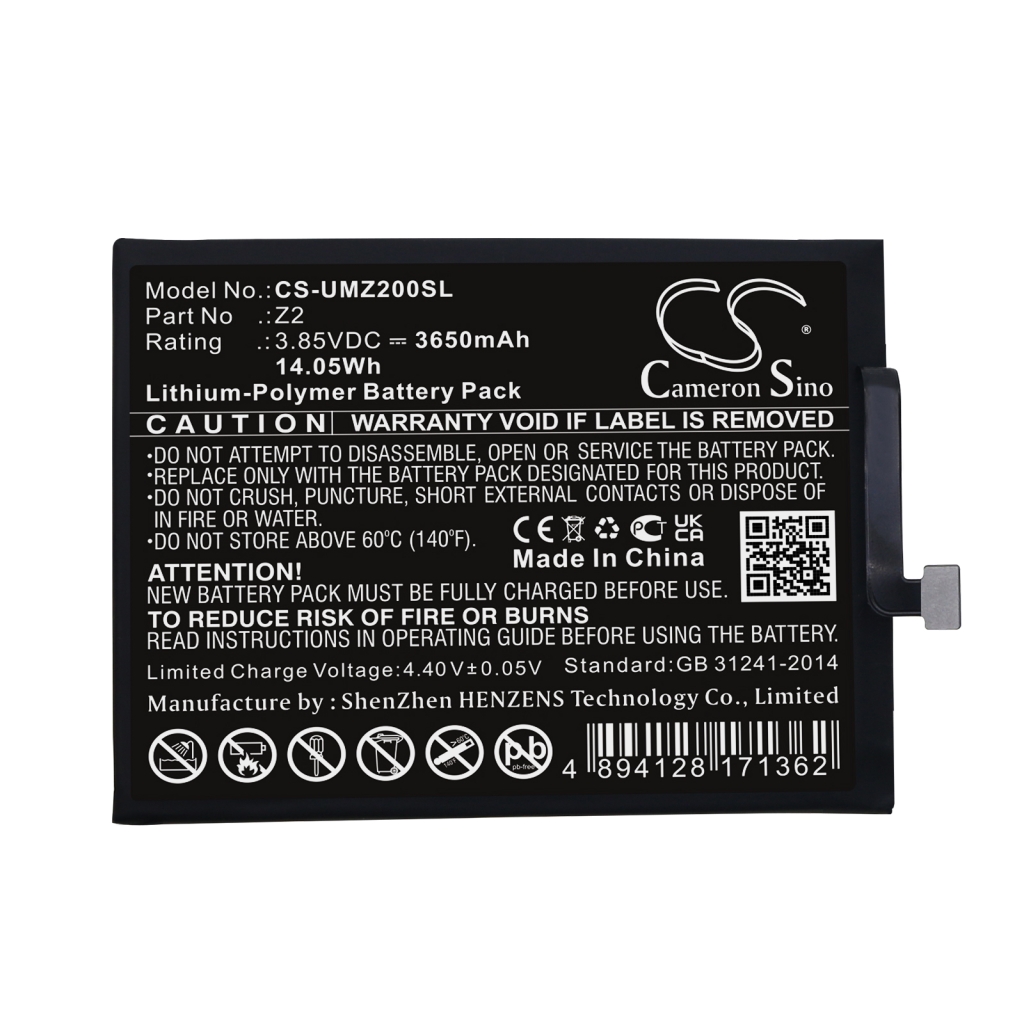 Compatible battery replacement for Umi Z2