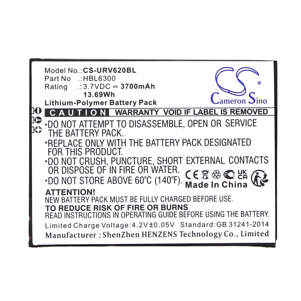 Compatible battery replacement for Urovo HBL6300