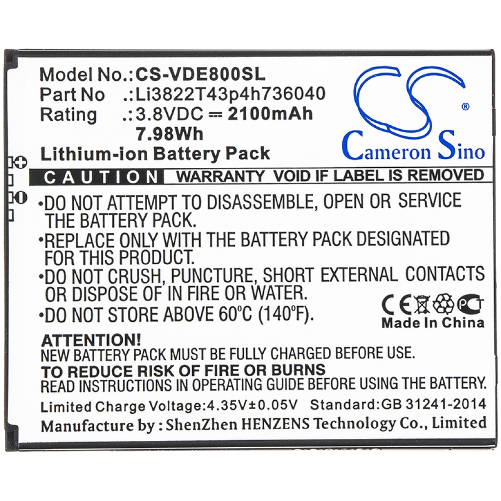 Mobile Phone Battery ZTE CS-VDE800SL