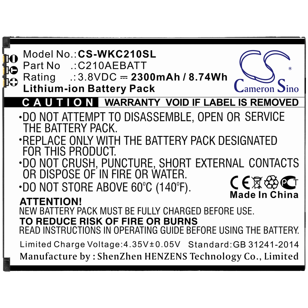 Batteries Remplace C210AEBATT