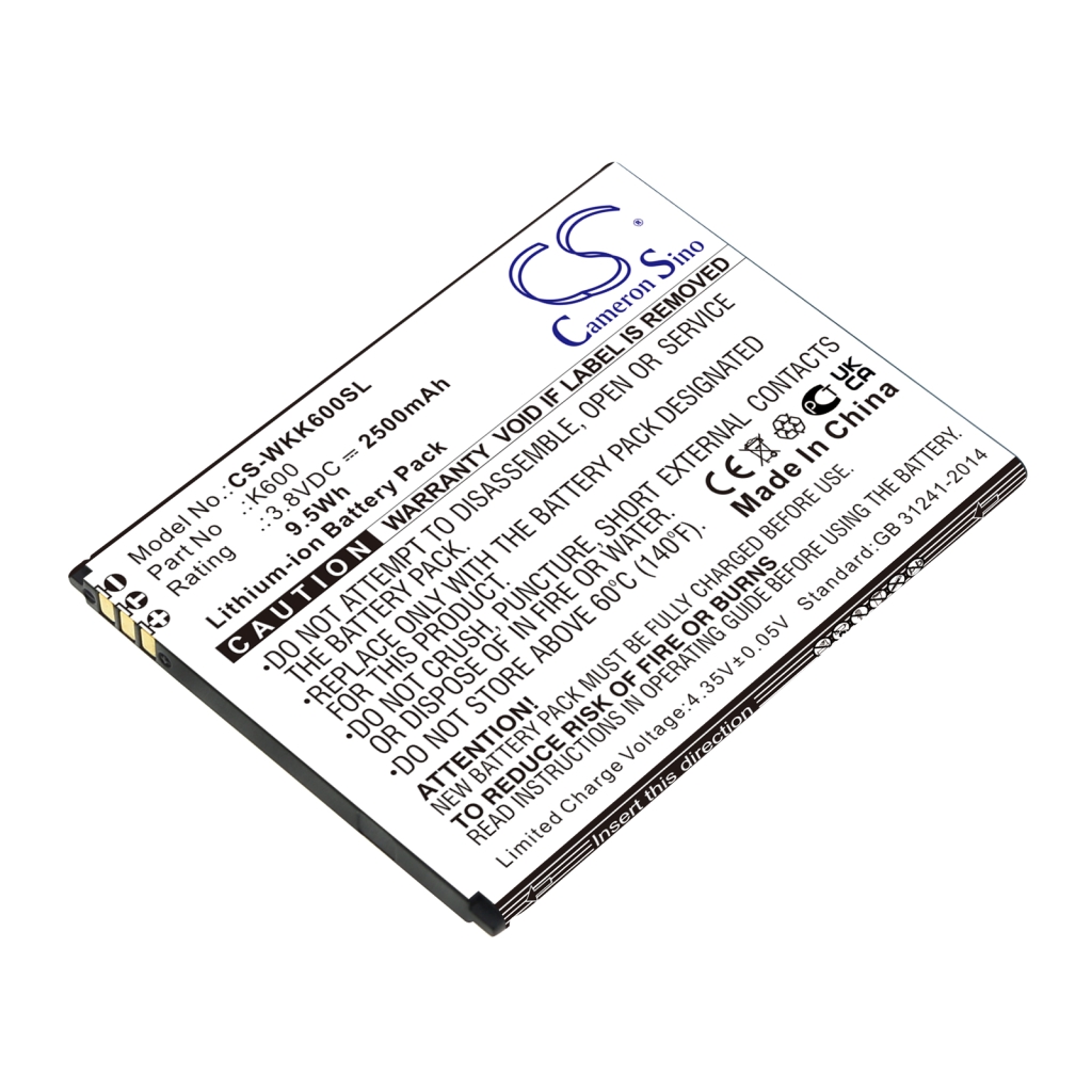 Compatible battery replacement for Wiko K600