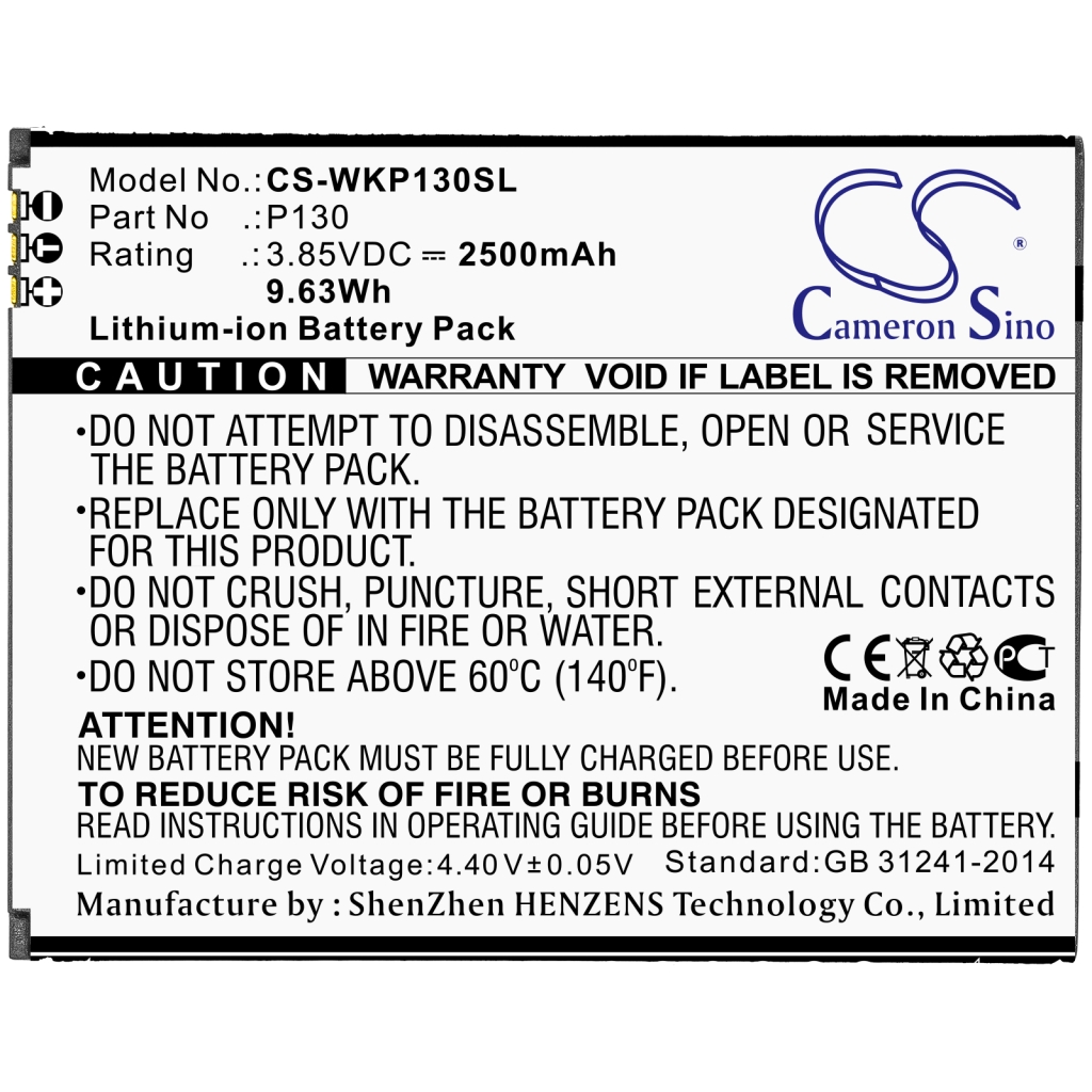 Compatible battery replacement for Wiko P130