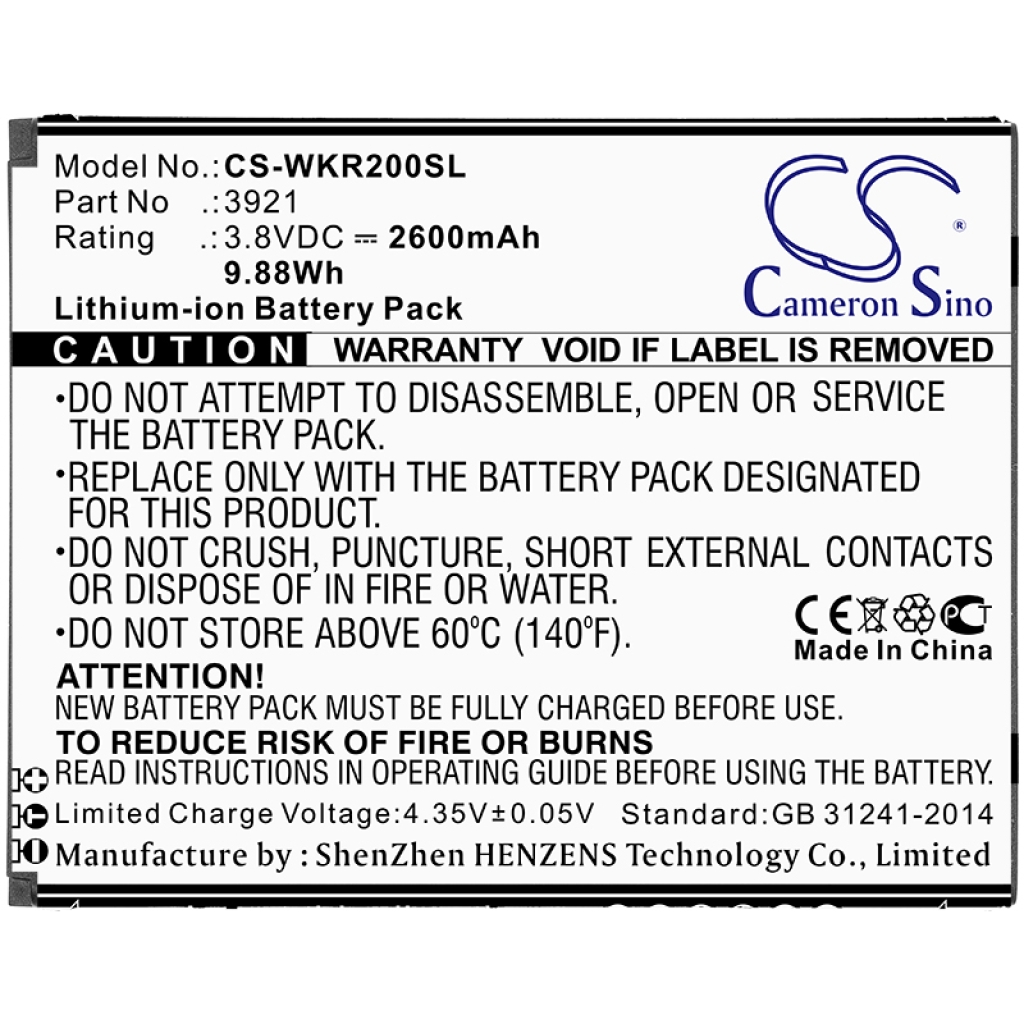 Compatible battery replacement for Wiko 3921