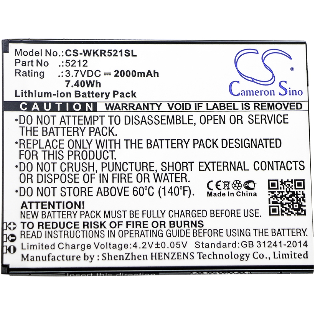 Compatible battery replacement for Wiko 5212