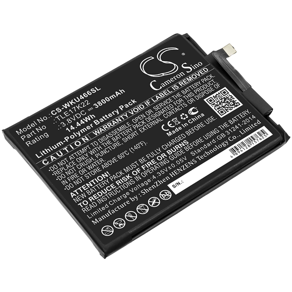 Compatible battery replacement for Wiko TLE17K22