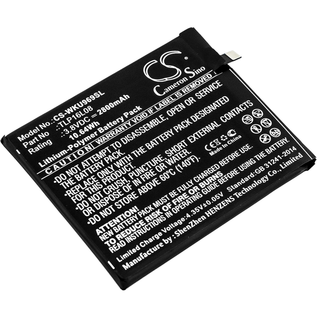 Remplacement de batterie compatible pour Wiko TLP16L08