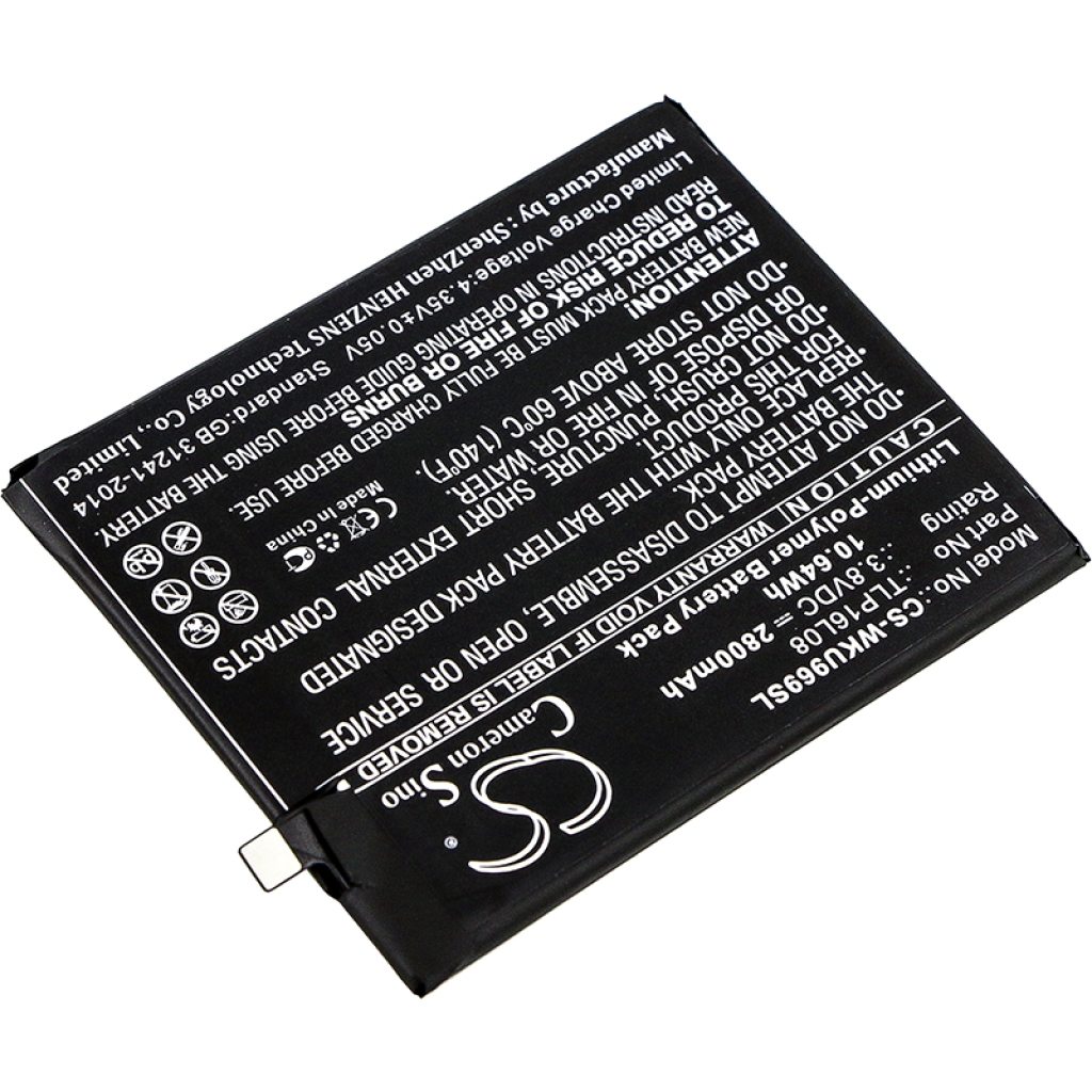 Compatible battery replacement for Wiko TLP16L08