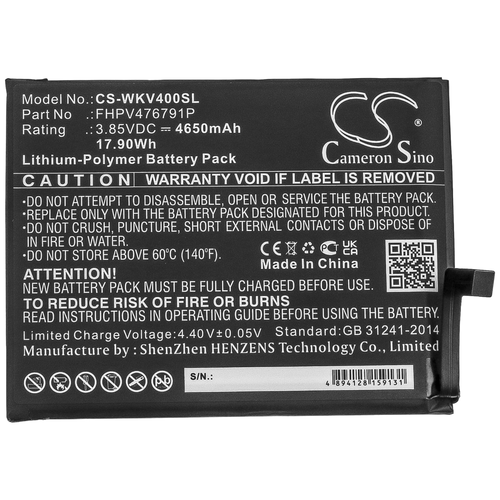 Compatible battery replacement for Wiko FHPV476791P