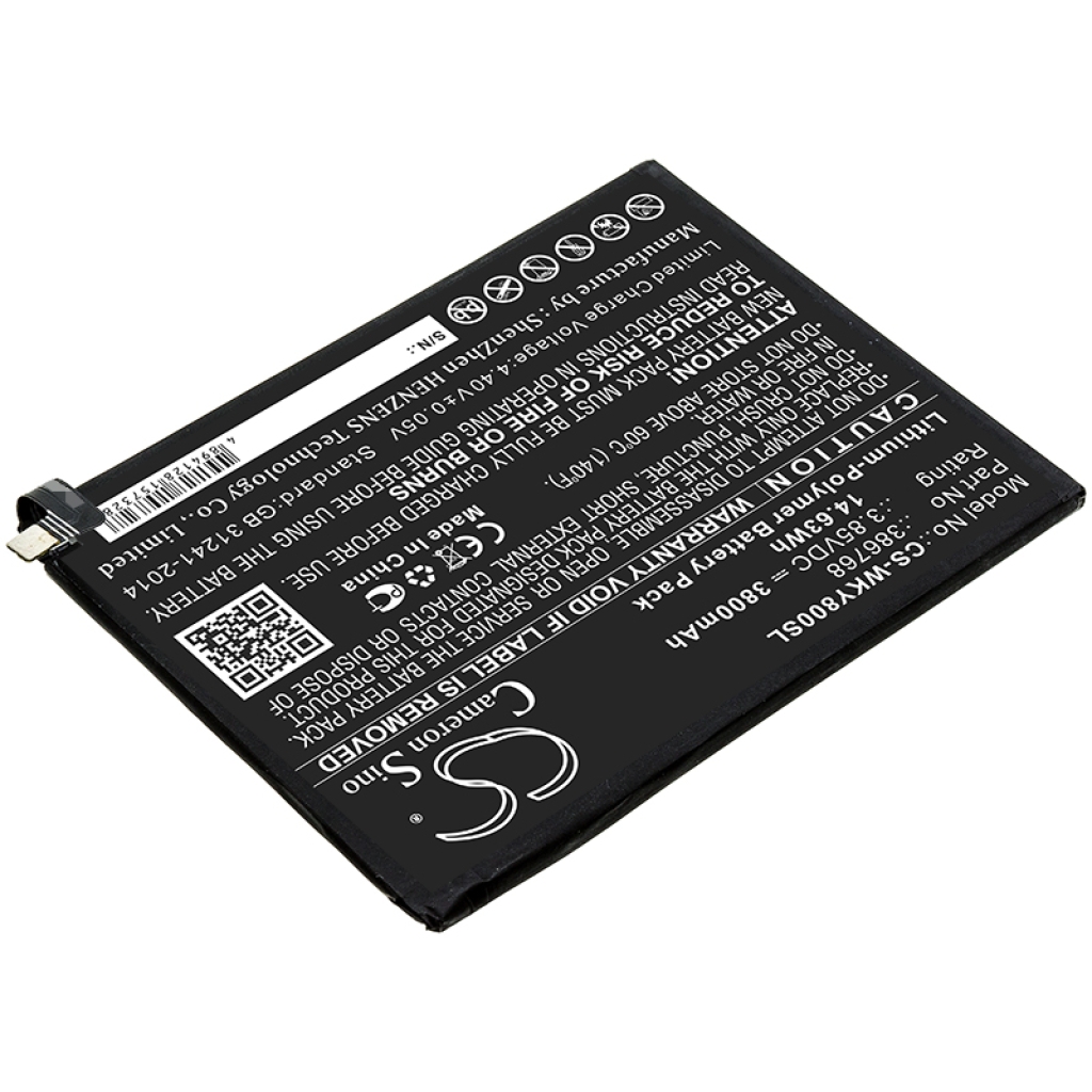 Remplacement de batterie compatible pour Wiko 386768