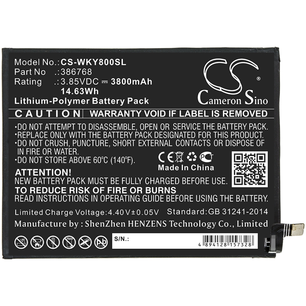 Remplacement de batterie compatible pour Wiko 386768