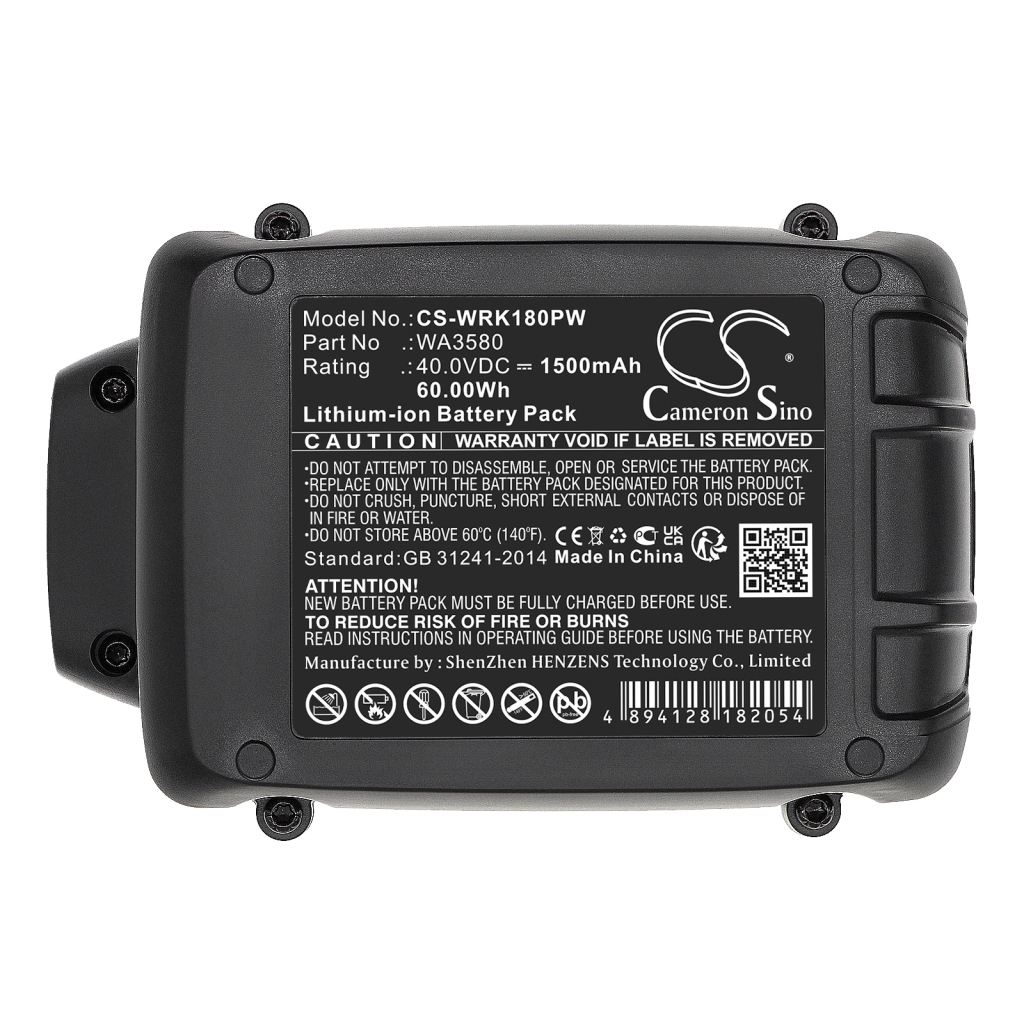 Compatible battery replacement for Worx WA3580