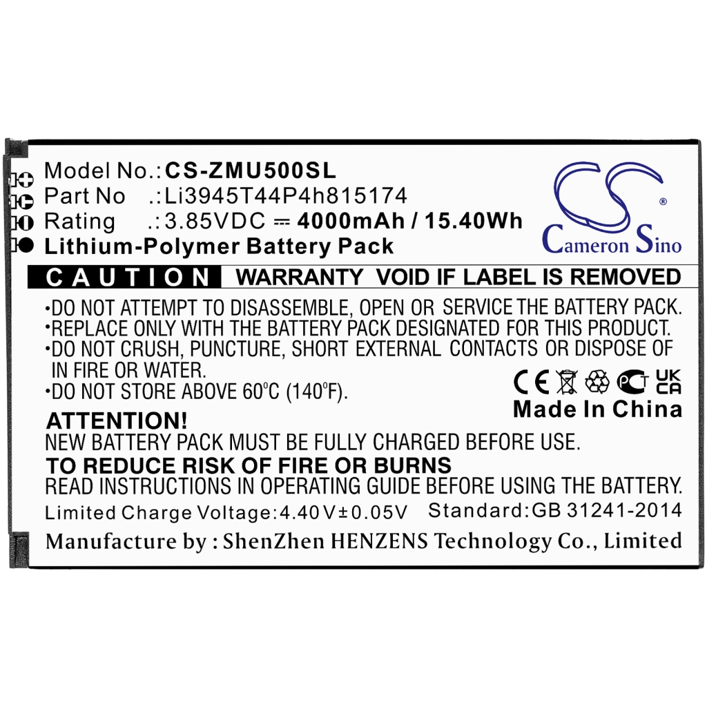 Compatible battery replacement for ZTE LI3945T44P4H815174